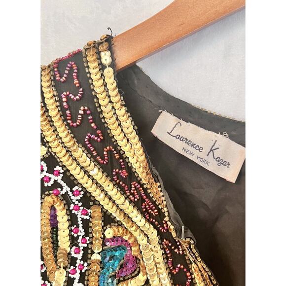 Laurence Kazar Vintage Silk Evening Tunic LARGE Beaded Sequined Glam EUC *READ - Picture 2 of 12
